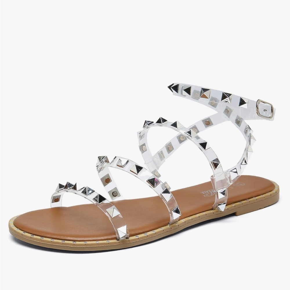 Clear Strappy Studded Sandals